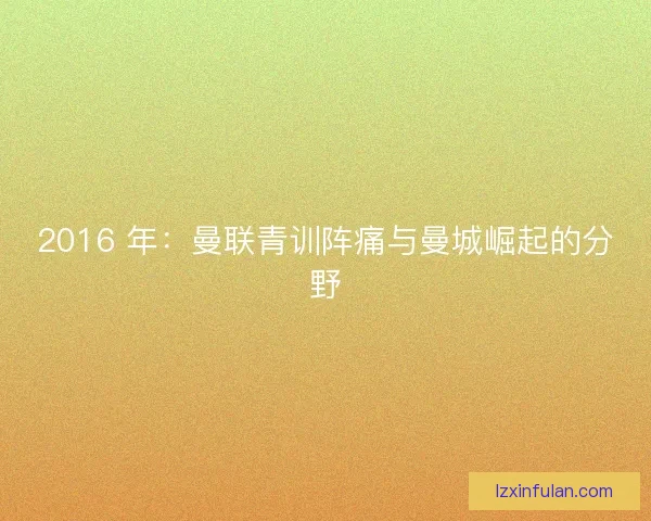 2016 年:曼联青训阵痛与曼城崛起的分野 2016 年:曼联青训阵痛与曼城崛起的分野