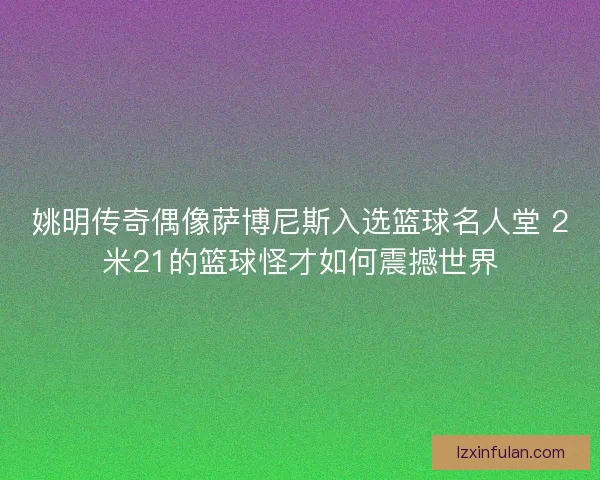 姚明传奇偶像萨博尼斯入选篮球名人堂 2米21的篮球怪才如何震撼世界
