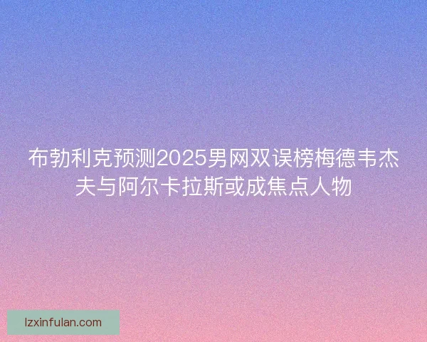 布勃利克预测2025男网双误榜梅德韦杰夫与阿尔卡拉斯或成焦点人物